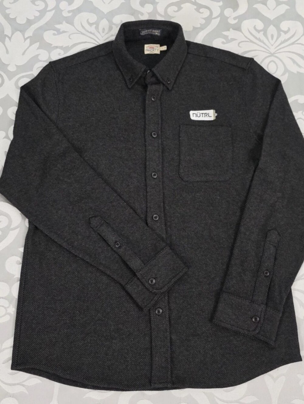 FAHERTY LEGEND Nutrl Vodka Mens Sweater Shirt Heavy Knit Button Up Overshirt Lg
